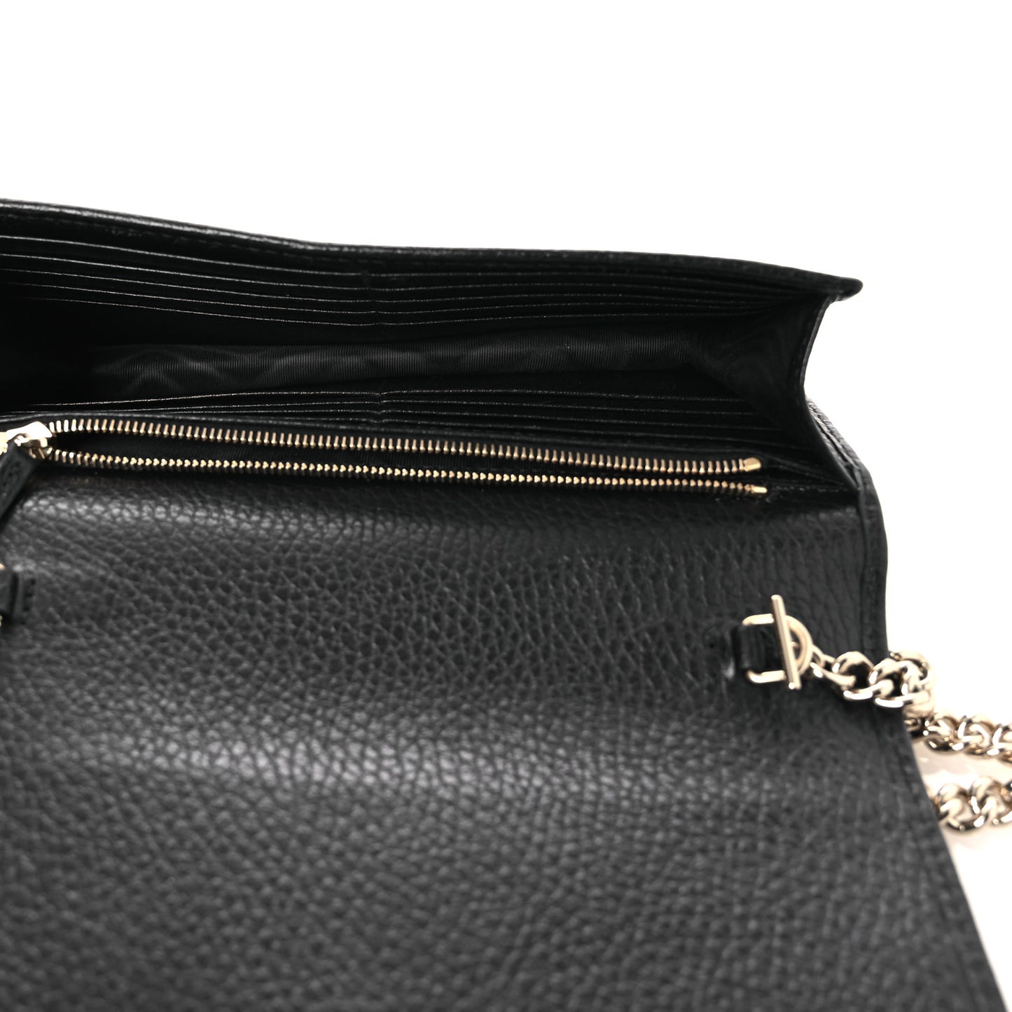Dollar Calfskin Interlocking G Chain Wallet Black