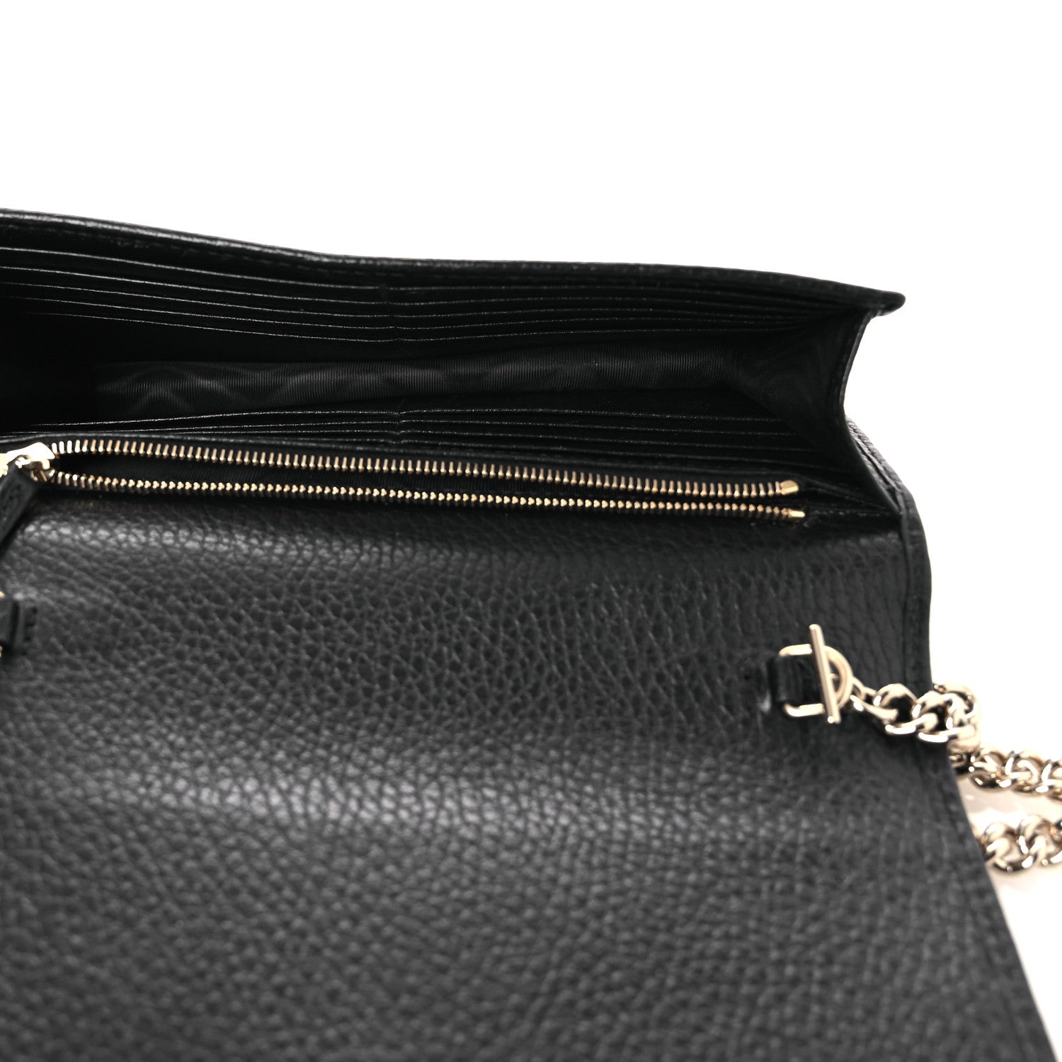 Gucci Dollar Calfskin Interlocking G Chain Wallet Black 5 of 14