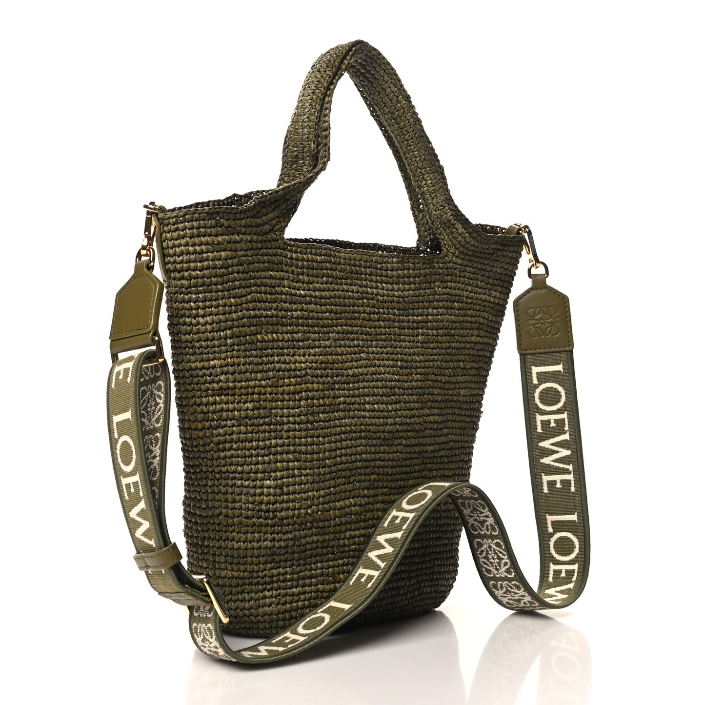 Raffia Mini Slit Tote Bag Natural Olive