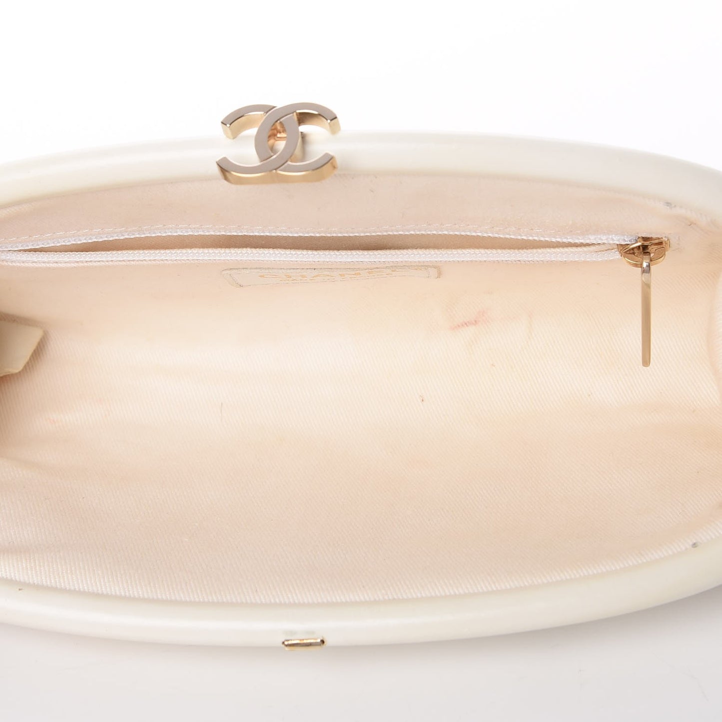 Calfskin Square Quilted Grommet Embellished Piercing Chic Clutch White