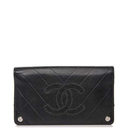 Chanel Calfskin Chevron CC All Day Long Yen Wallet Black 1 of 8