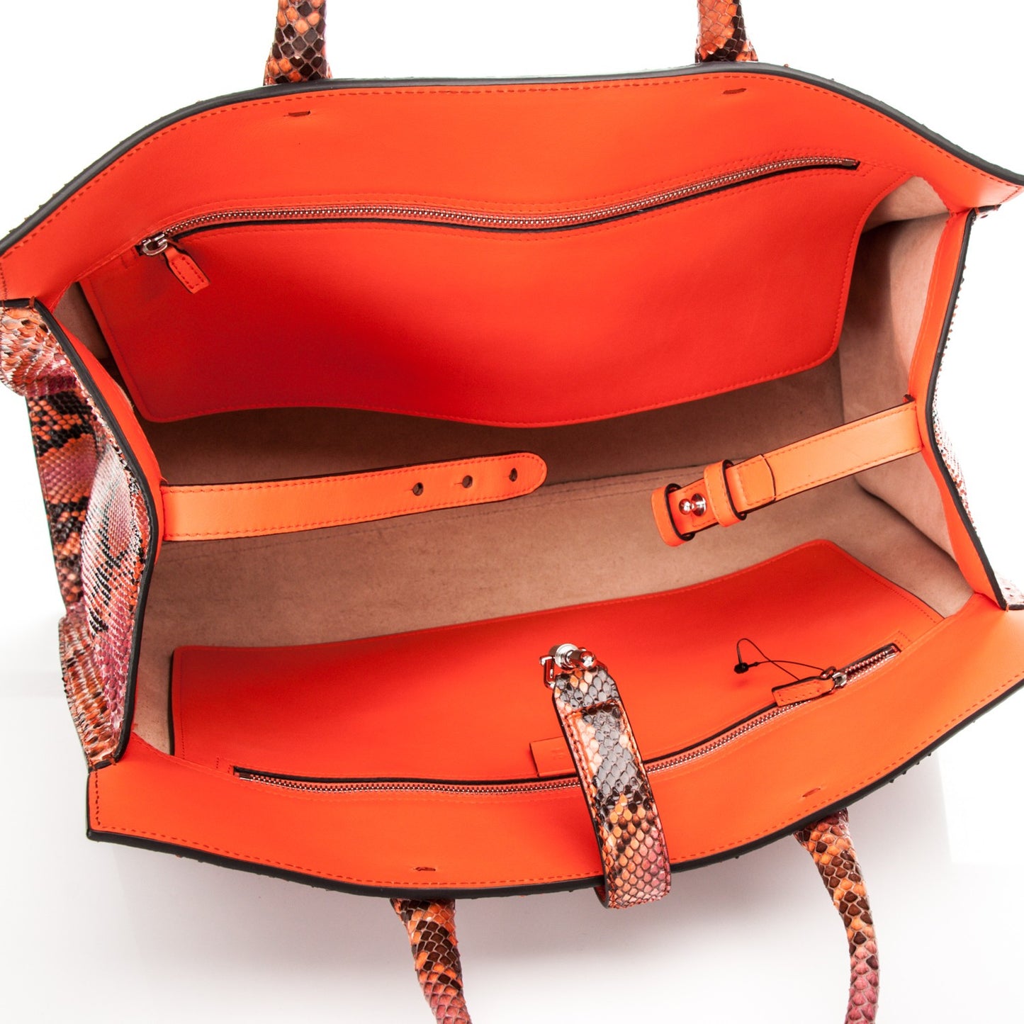 Python Medium Jackie Top Handle Bag Vibrant Orange