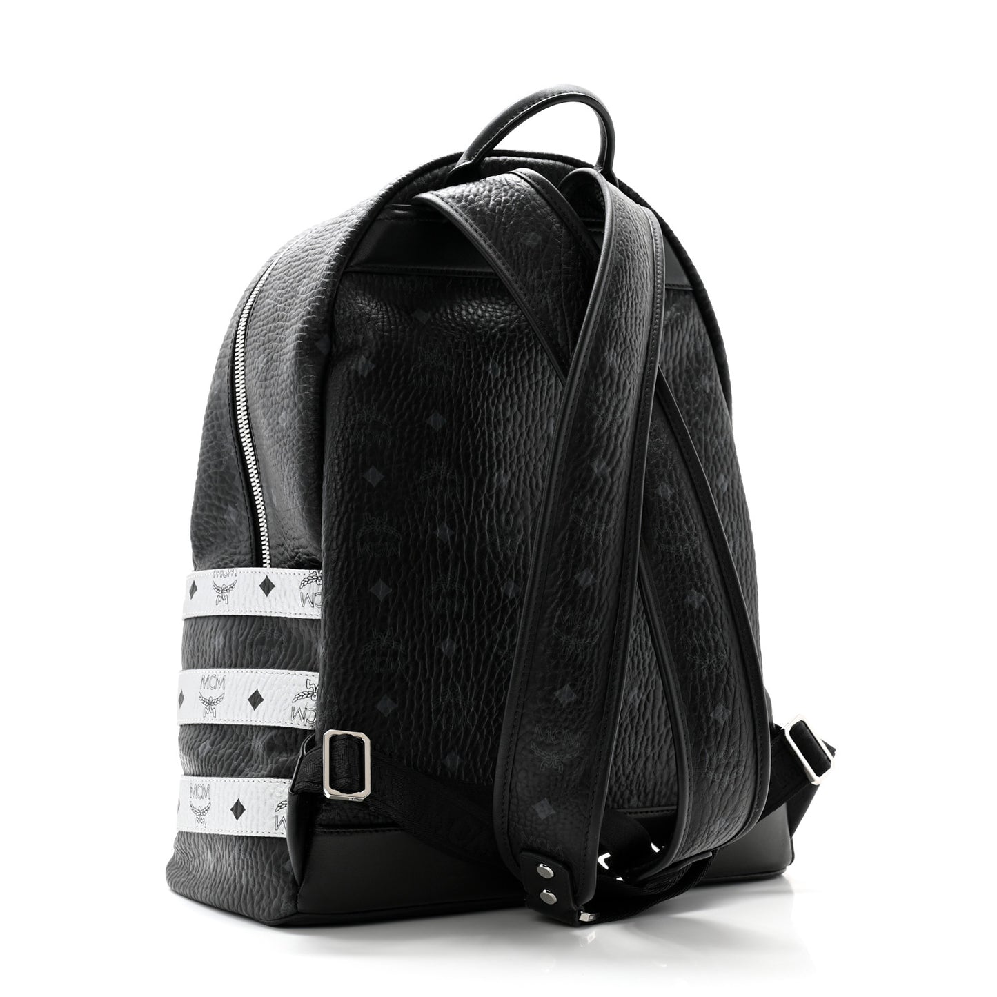 Metallic Visetos Striped Medium Stark Backpack Silver Black