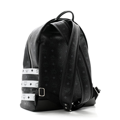 MCM Metallic Visetos Striped Medium Stark Backpack Silver Black 3 of 12