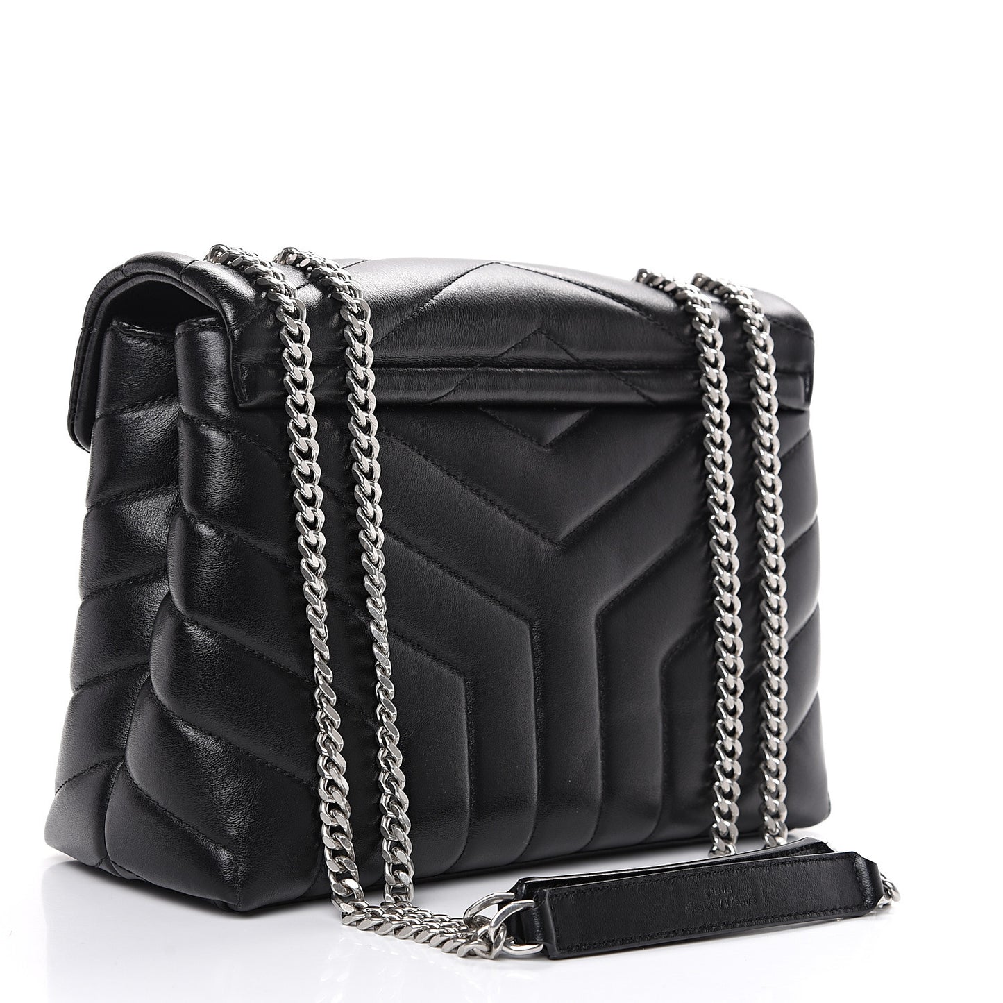 Calfskin Y Quilted Monogram Small Loulou Chain Satchel Black