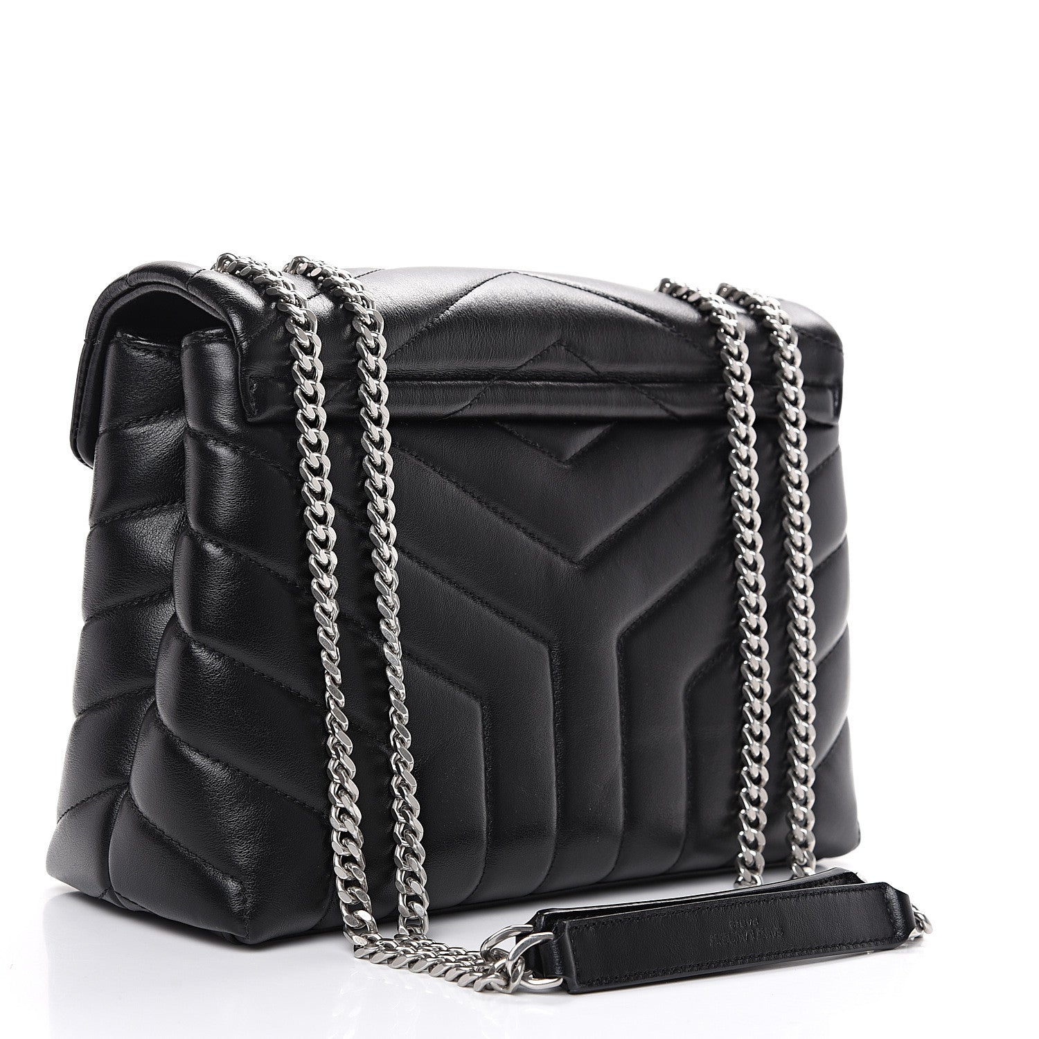 Saint Laurent Calfskin Y Quilted Monogram Small Loulou Chain Satchel Black 2 of 9