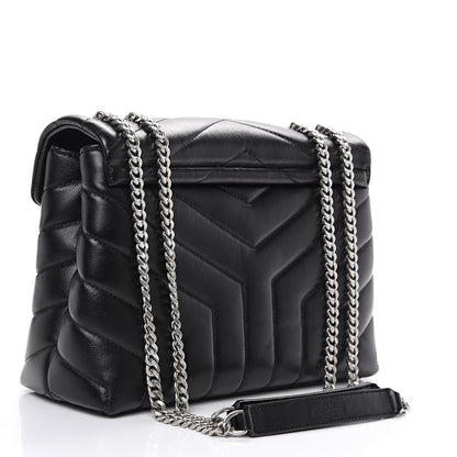 Saint Laurent Calfskin Y Quilted Monogram Small Loulou Chain Satchel Black 2 of 9