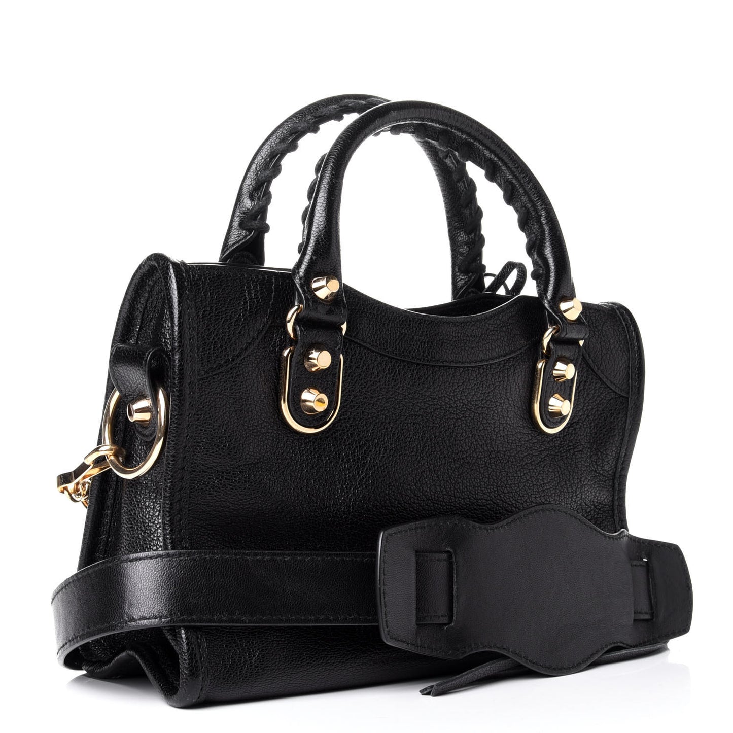 Chevre Gold Metallic Edge Hardware Mini City Black