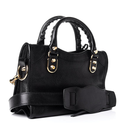 Balenciaga Chevre Gold Metallic Edge Hardware Mini City Black 4 of 10