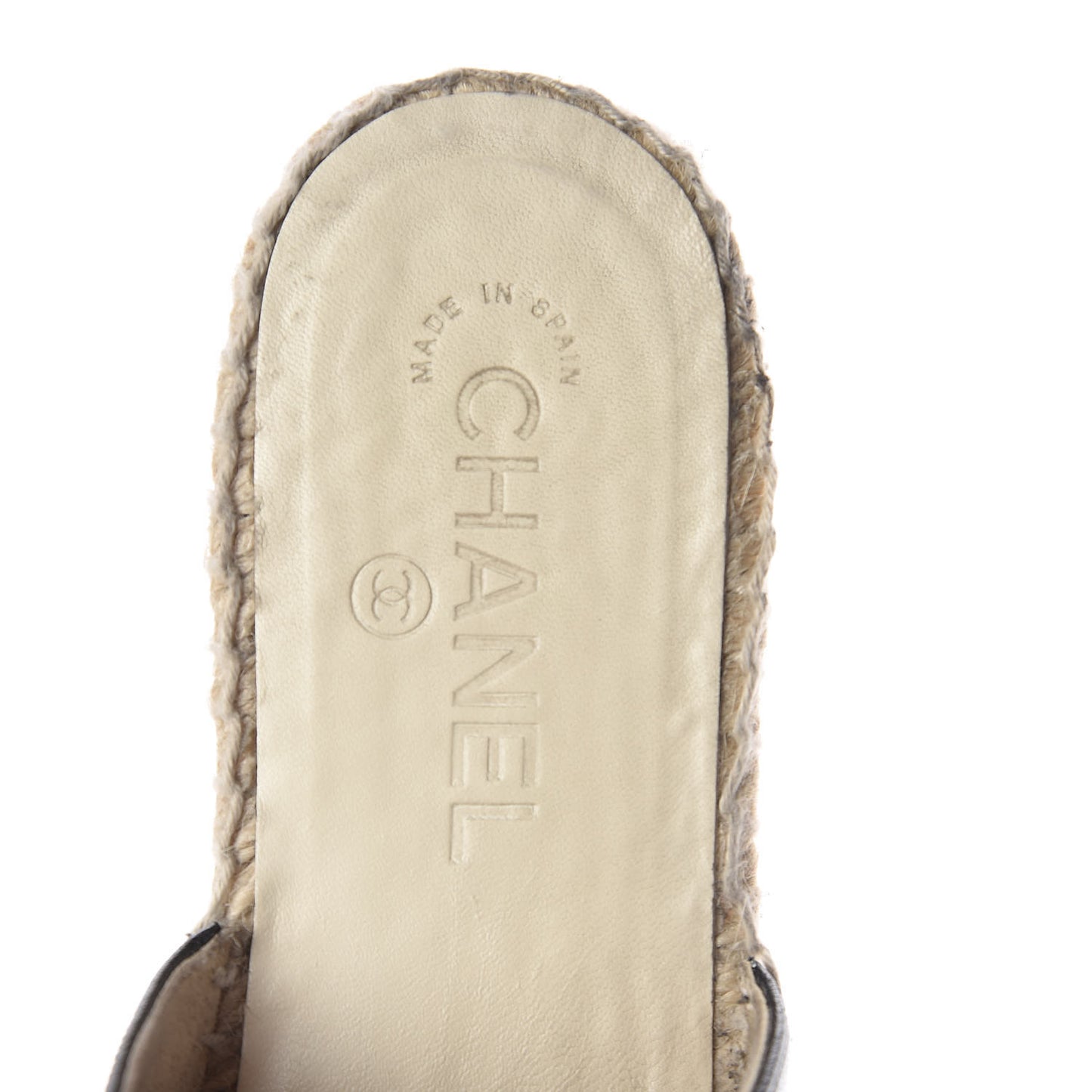 Goatskin Patent CC Espadrille Mules 39 Black