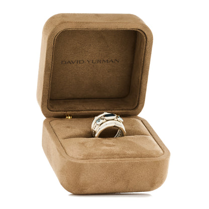 David Yurman Sterling Silver Diamond Hampton Blue Topaz 15mm Stax Five-Row Ring 56 7.5 6 of 6