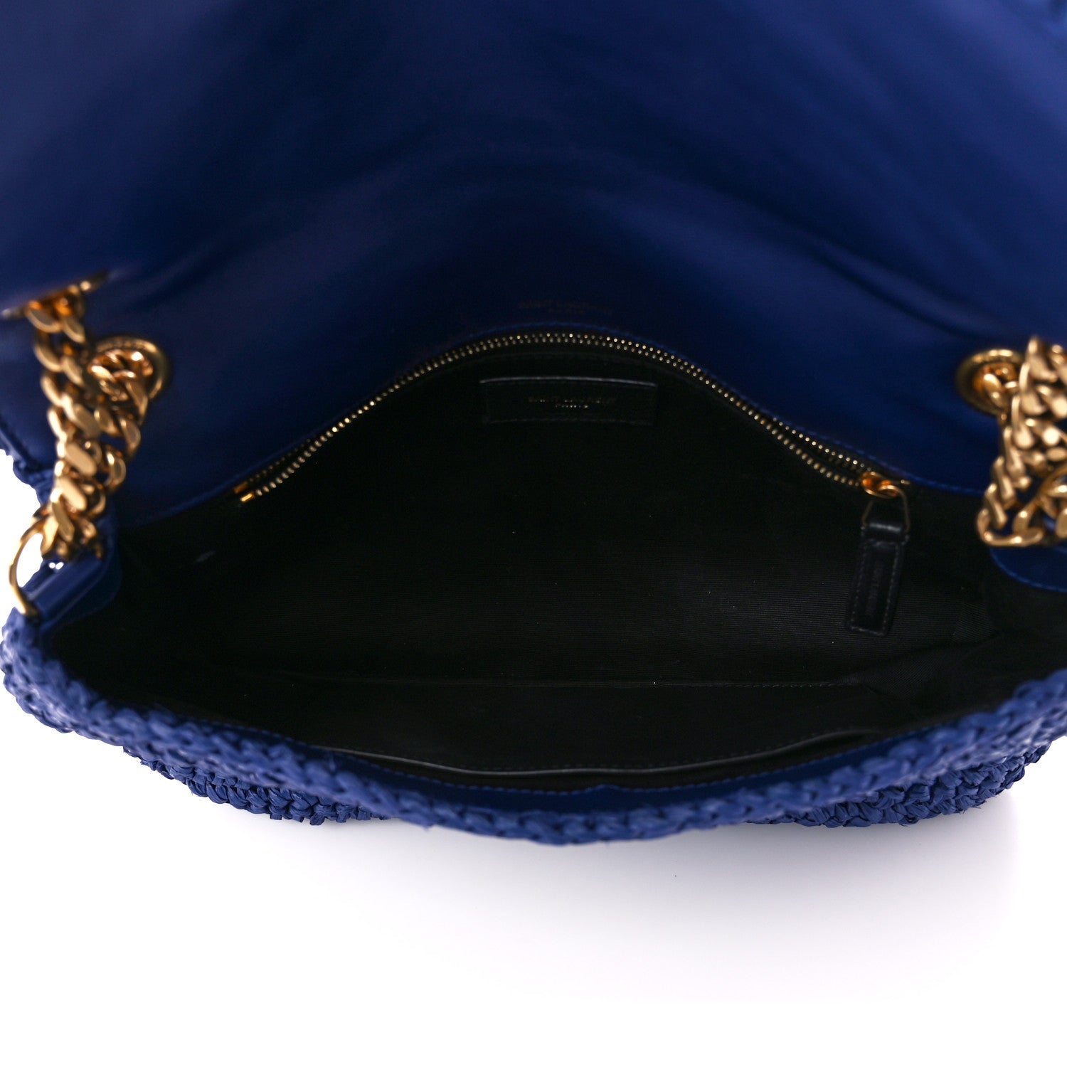 Saint Laurent Raffia Calfskin Monogram Medium Niki Chain Satchel Blue 5 of 12