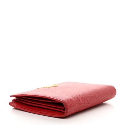 Prada Saffiano Zip Top Compact Wallet Fuoco 4 of 12