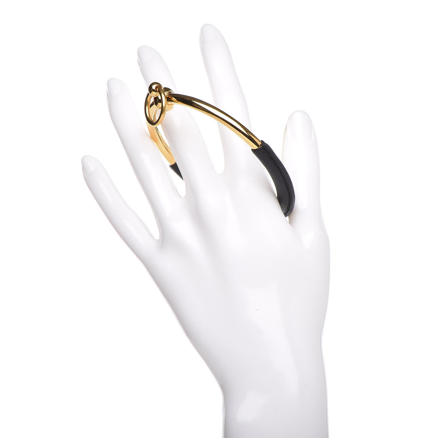 Hermes Calfskin Loop 1 Bracelet M Gold Black 2 of 7
