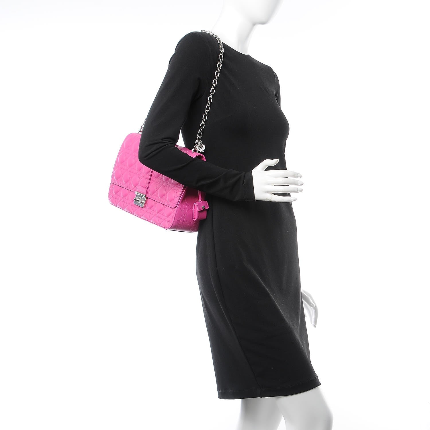 Christian Dior Lambskin Cannage Large Miss Dior Flap Fuchsia 2 of 11