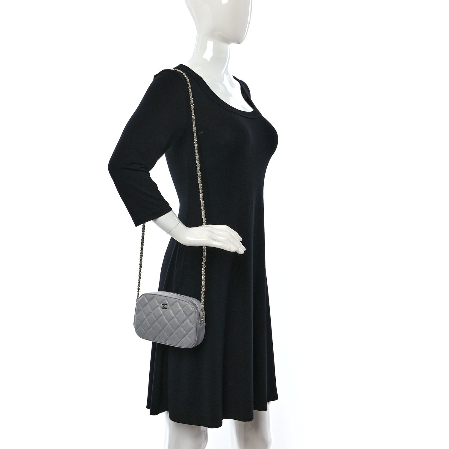 Chanel Caviar Quilted Camera Case Grey 2 of 10