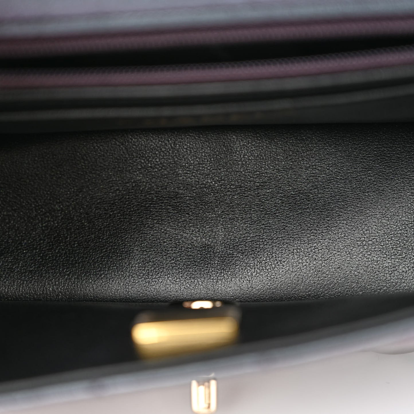 Iridescent Lambskin Quilted Mini Rectangular Flap Black