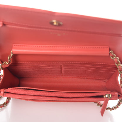 Chanel Caviar Quilted CC Filigree Wallet On Chain WOC Red 10 of 11