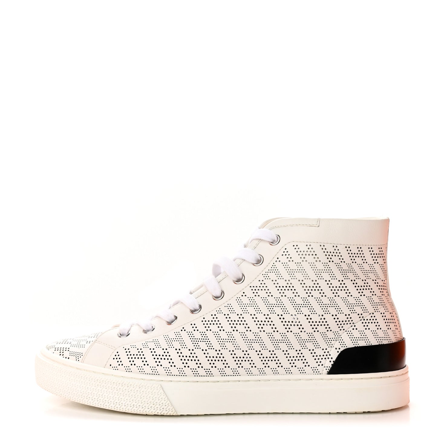 Perforated Calfskin Mens Clap High Top Sneakers 40 White