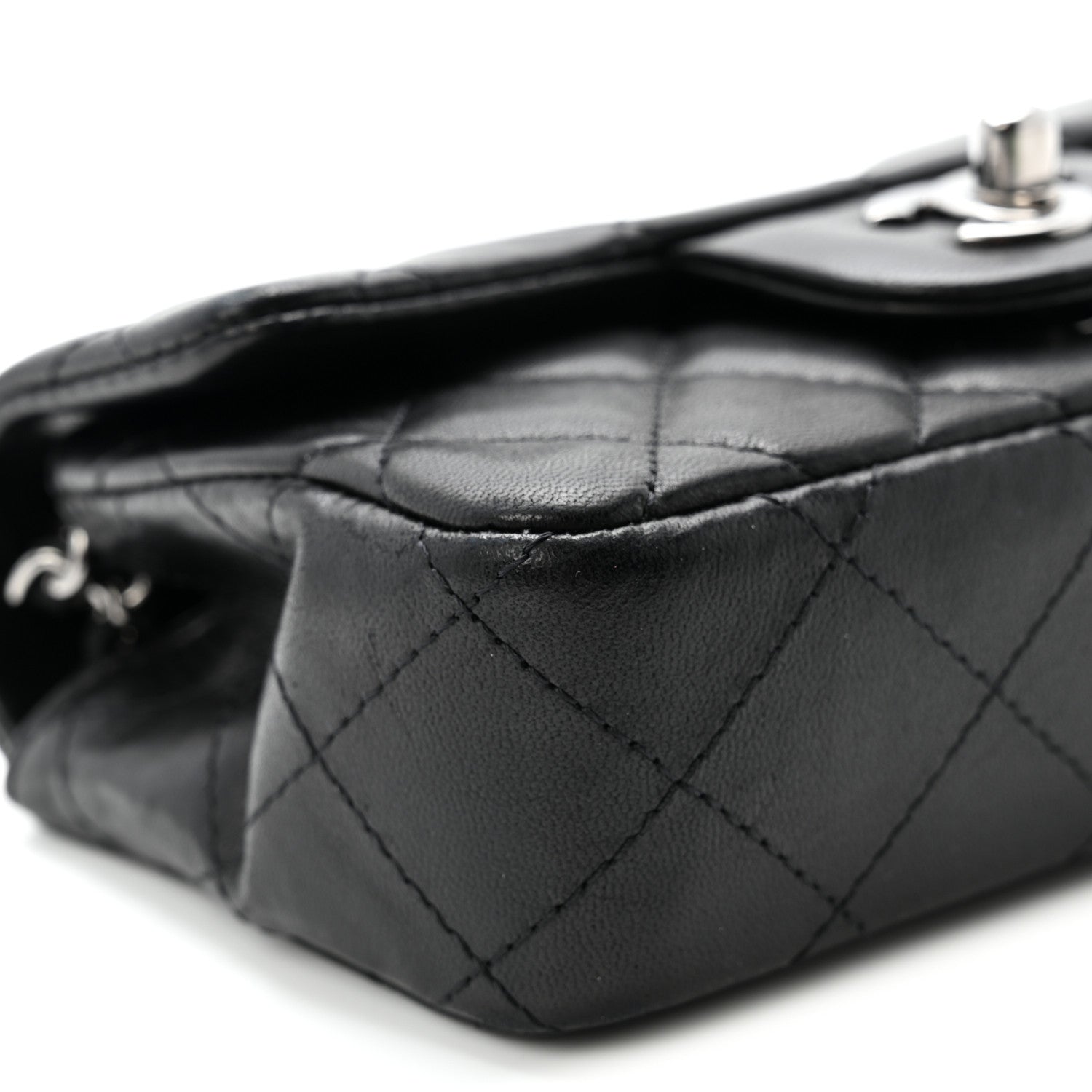 Chanel Lambskin Quilted Extra Mini Rectangular Flap Black 9 of 10