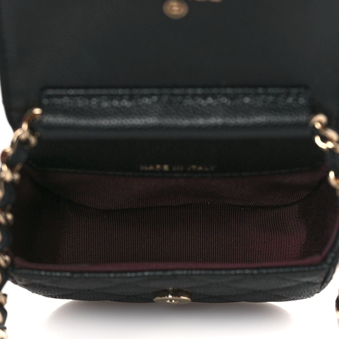 Caviar Quilted Mini Clutch With Chain Black