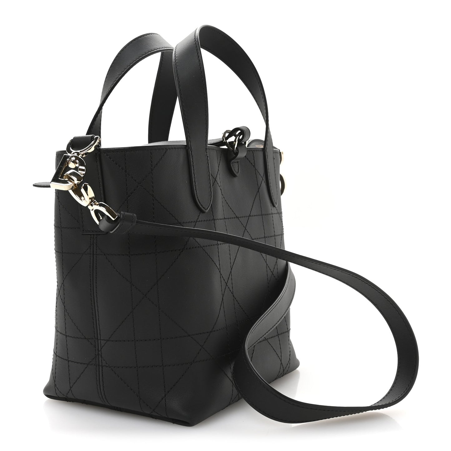 Smooth Calfskin Vintage Flat Macrocannage Small Toujours Vertical Tote Black