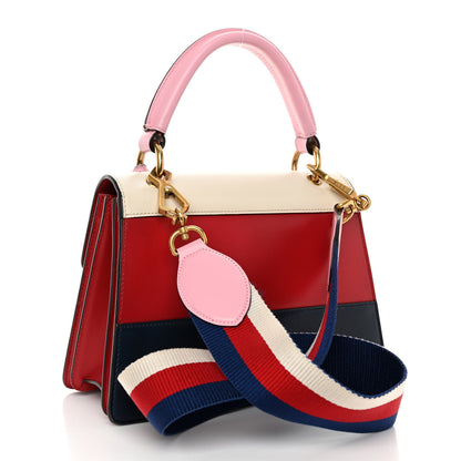 Gucci Calfskin Sylvie Web Small Queen Margaret Top Handle Bag Blue Agata Hibiscus Red Mystic White Sugar Pink 3 of 11