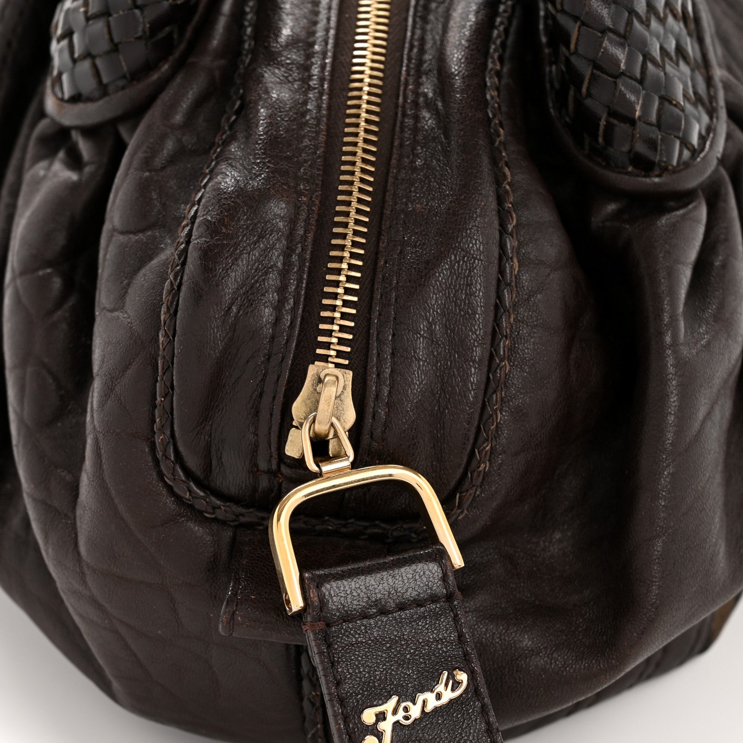 Fendi Zucca Nappa Nuvolata Vitello Tortuga Spy Bowler Tobacco Moro