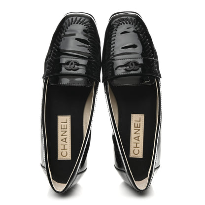 Chanel Patent CC Mocassin Loafers 38 Black 2 of 9