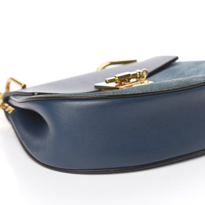 Chloe Suede Smooth Calfskin Mini Drew Shoulder Bag Majolica Blue 7 of 12