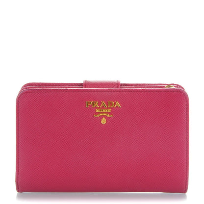 Prada Saffiano Metal Compact Wallet Peonia 1 of 8