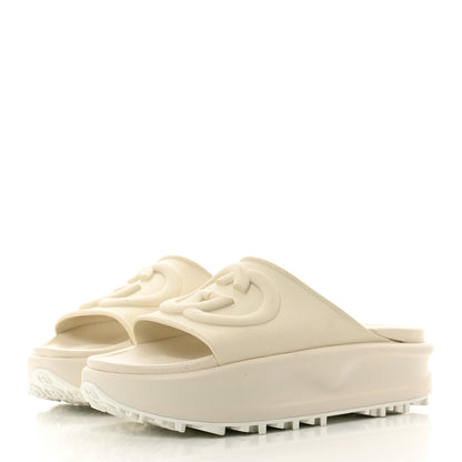 Gucci Soft Rubber Womens Interlocking G Platform 42mm Slide Sandals 36 Off White 3 of 7