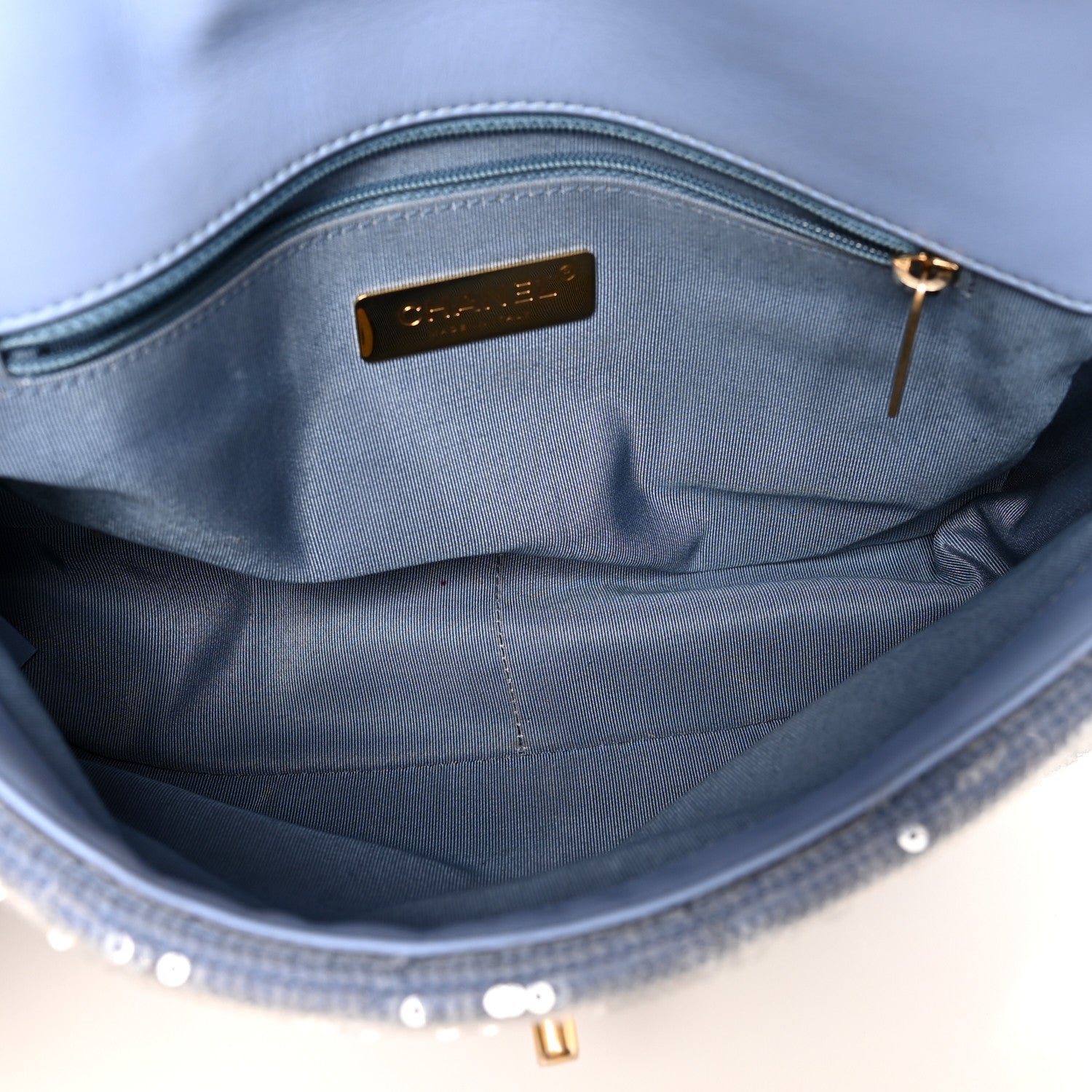 Chanel Sequin Quilted Medium Chanel 19 Flap Light Blue 5 of 10