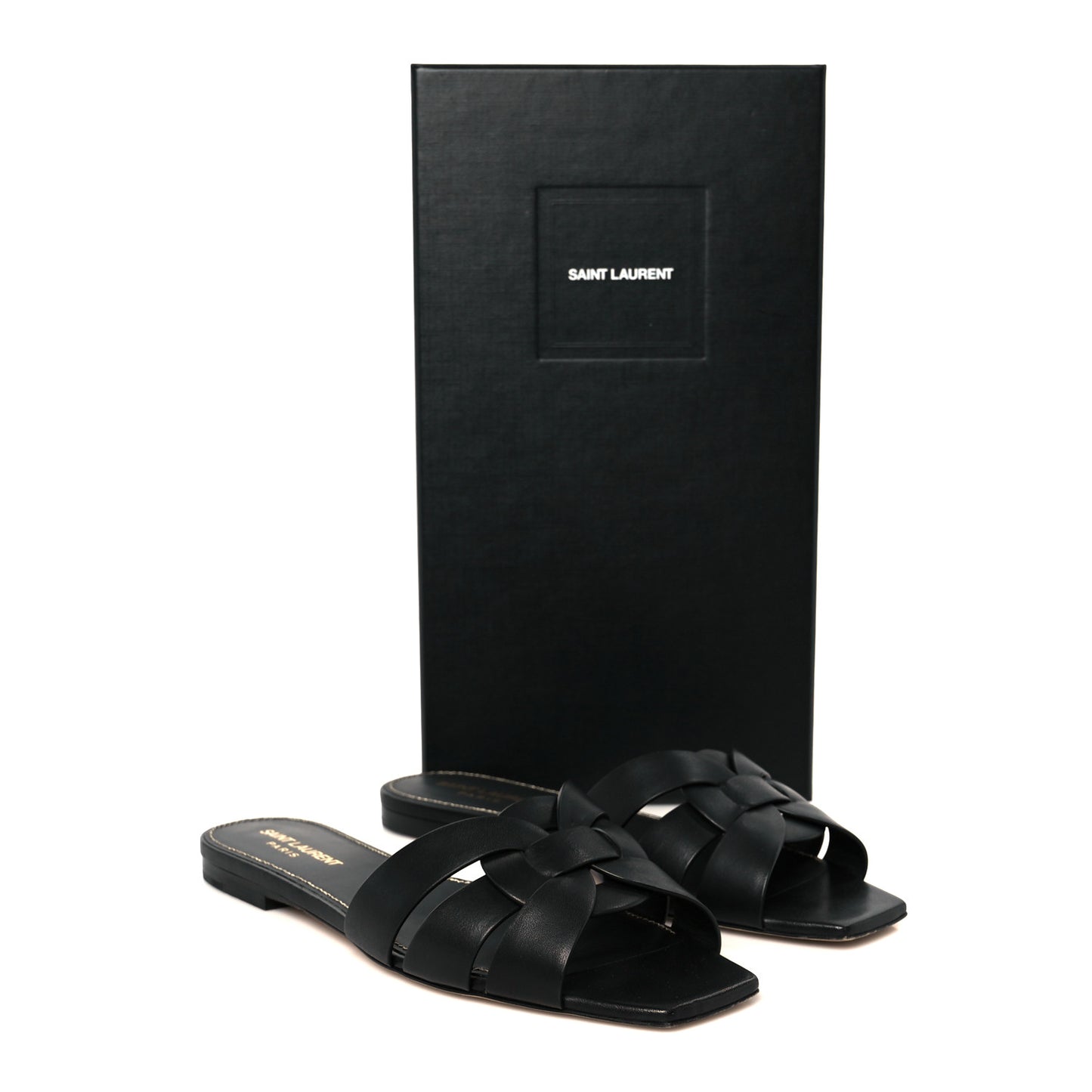 Calfskin Tribute 05 Slide Sandals 37.5 Black