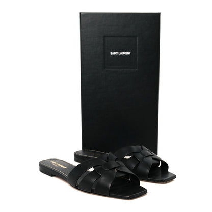 Saint Laurent Calfskin Tribute 05 Slide Sandals 37.5 Black 10 of 10
