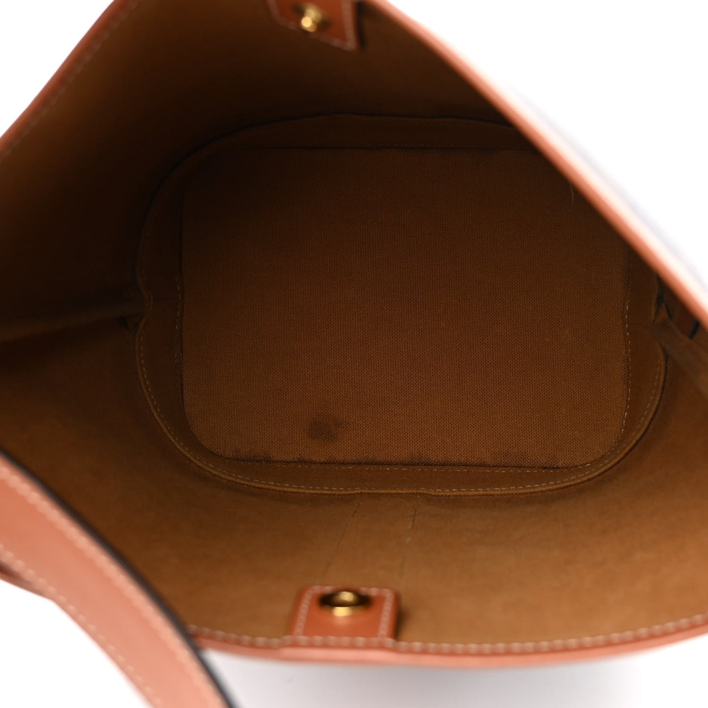 Triomphe Canvas Calfskin Small Bucket Bag Tan