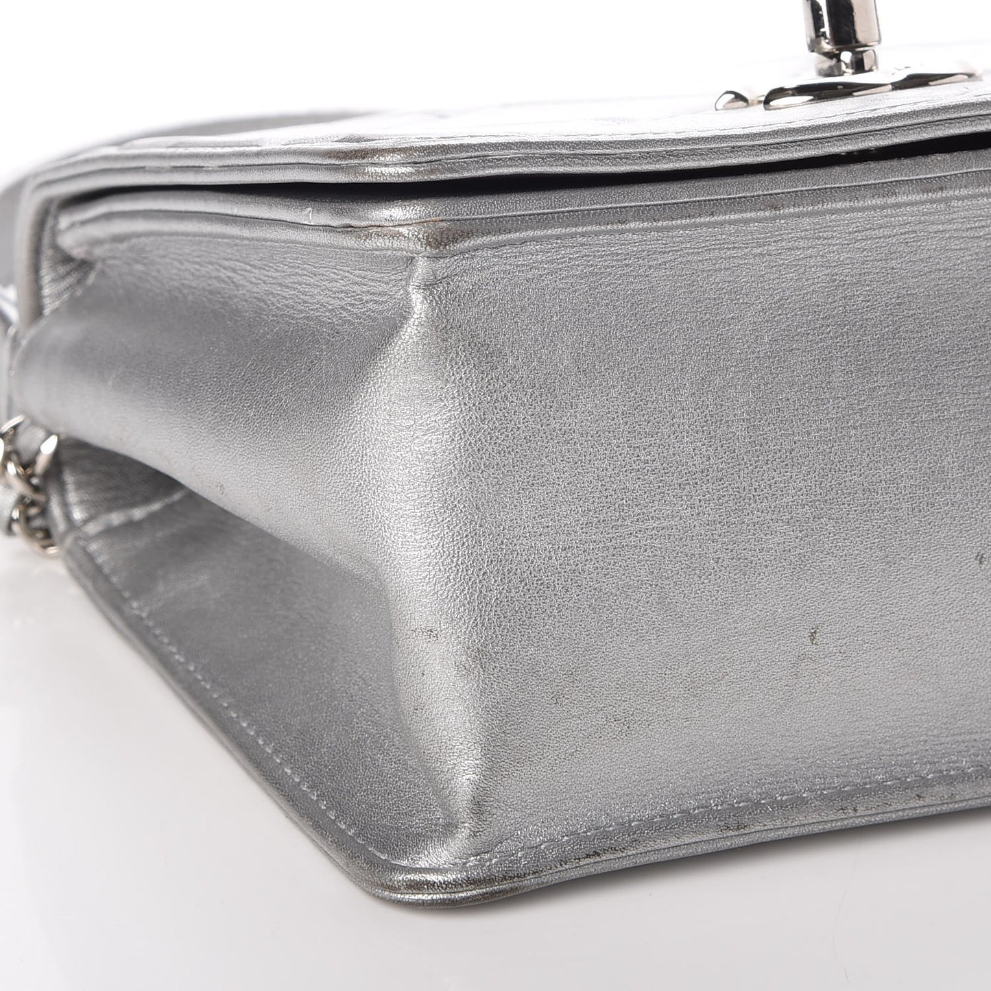 Metallic Calfskin Mini Propeller Flap Silver