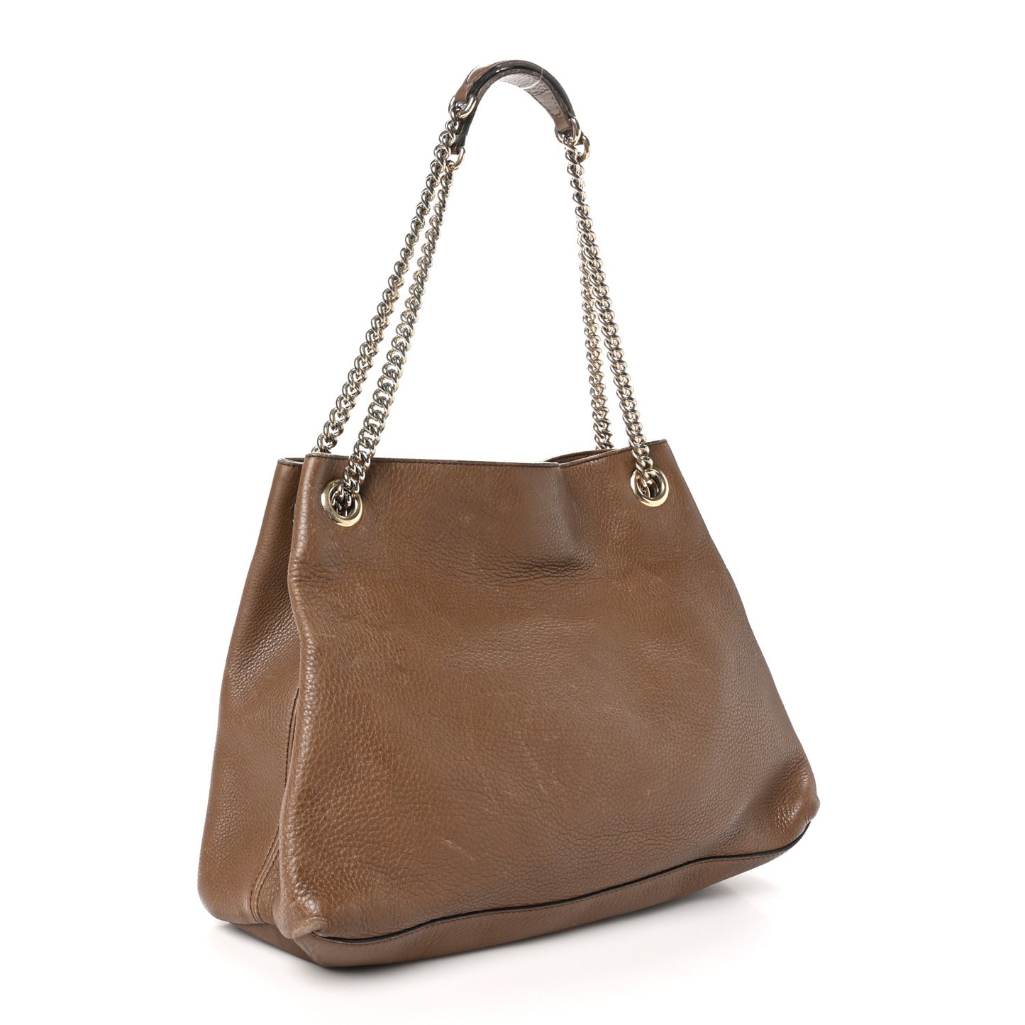Pebbled Calfskin Medium Soho Chain Shoulder Bag Maple Brown