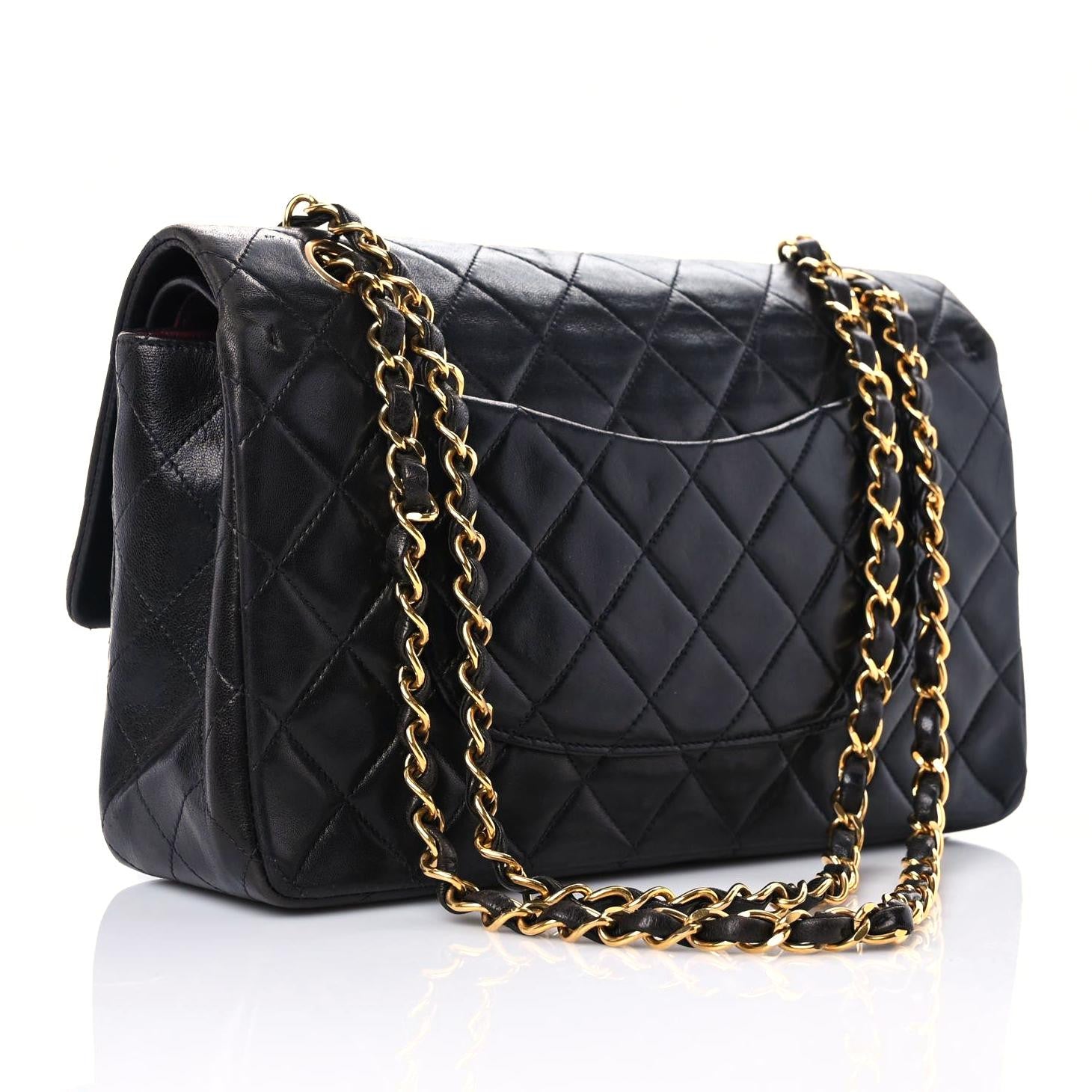 Chanel Lambskin Quilted Medium Double Flap Black 3 of 21