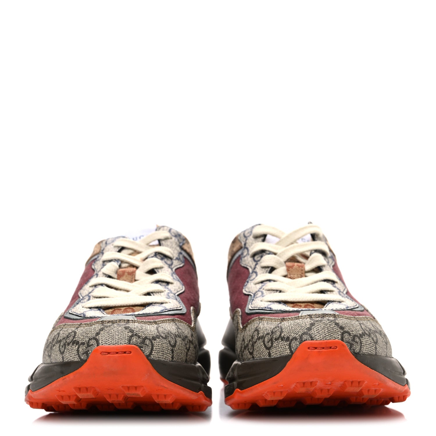 Gucci GG Supreme Monogram Mix Monogram Womens Rhyton Sneakers 40 Bordeaux Beige Ebony 3 of 10