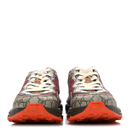 Gucci GG Supreme Monogram Mix Monogram Womens Rhyton Sneakers 40 Bordeaux Beige Ebony 3 of 10