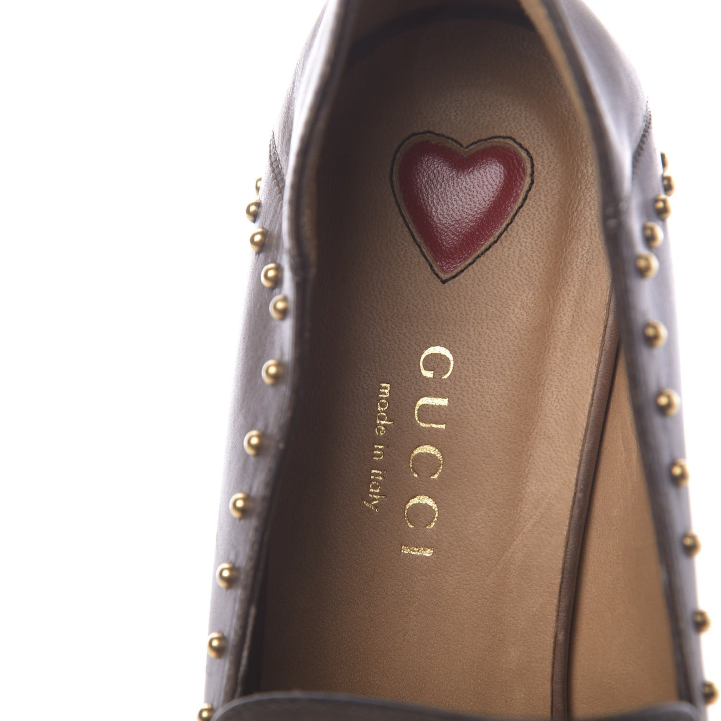 Calfskin Web Studded Peyton Loafers 35.5 Brown