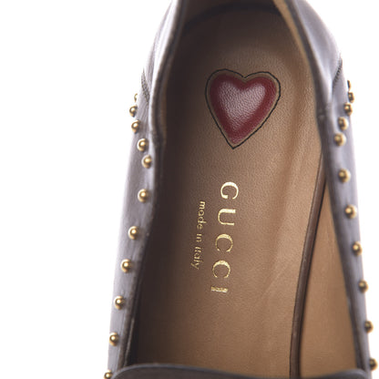 Gucci Calfskin Web Studded Peyton Loafers 35.5 Brown 6 of 11