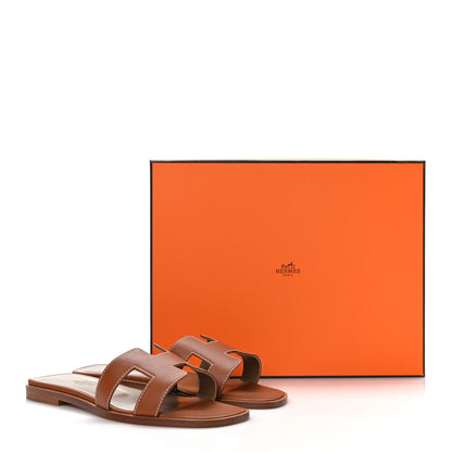 Hermes Box Calfskin Oran Sandals 35 Gold 9 of 9