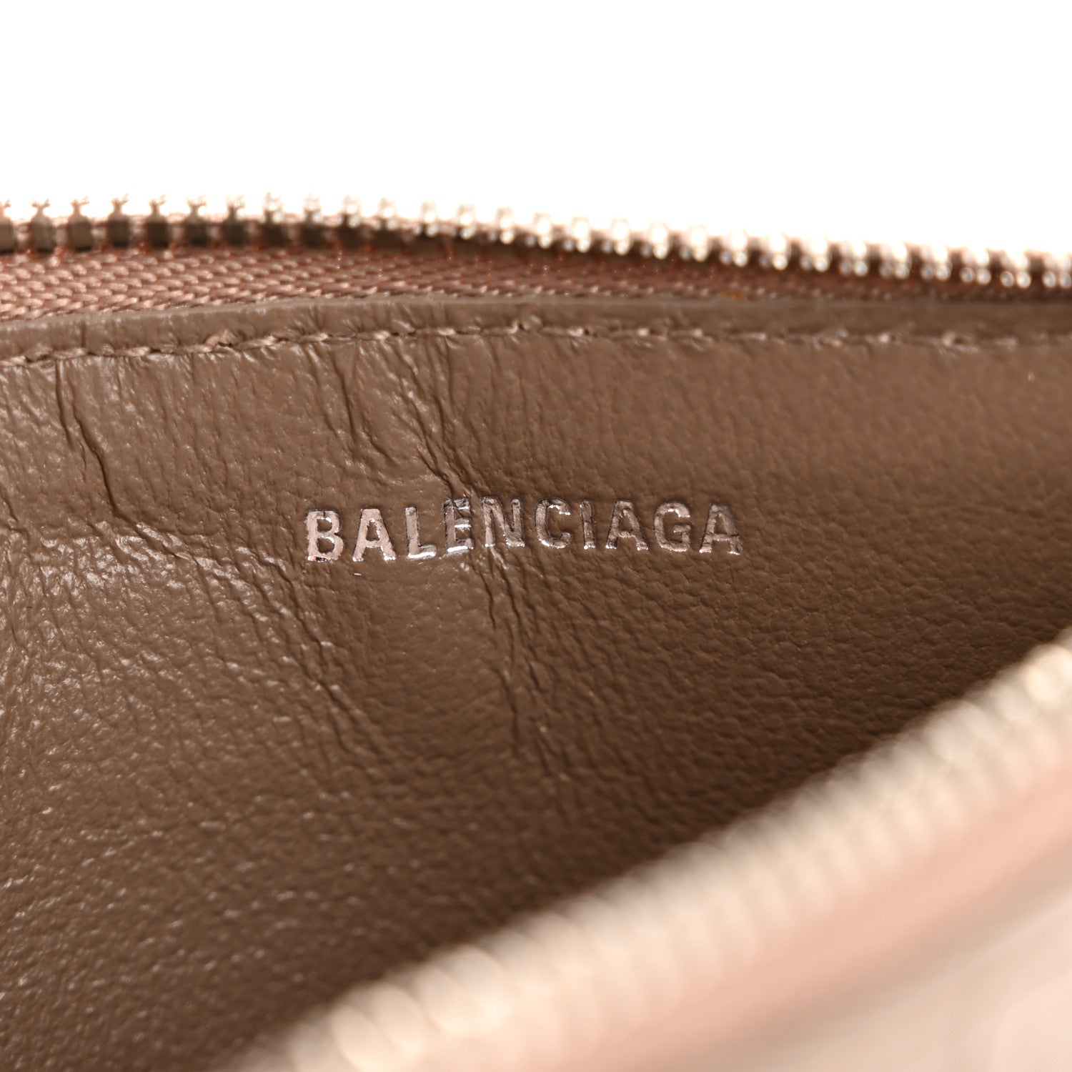 Balenciaga Shiny Calfskin Logo Crocodile Embossed Large Cash Long Coin Card Holder Mink Grey White 6 of 7