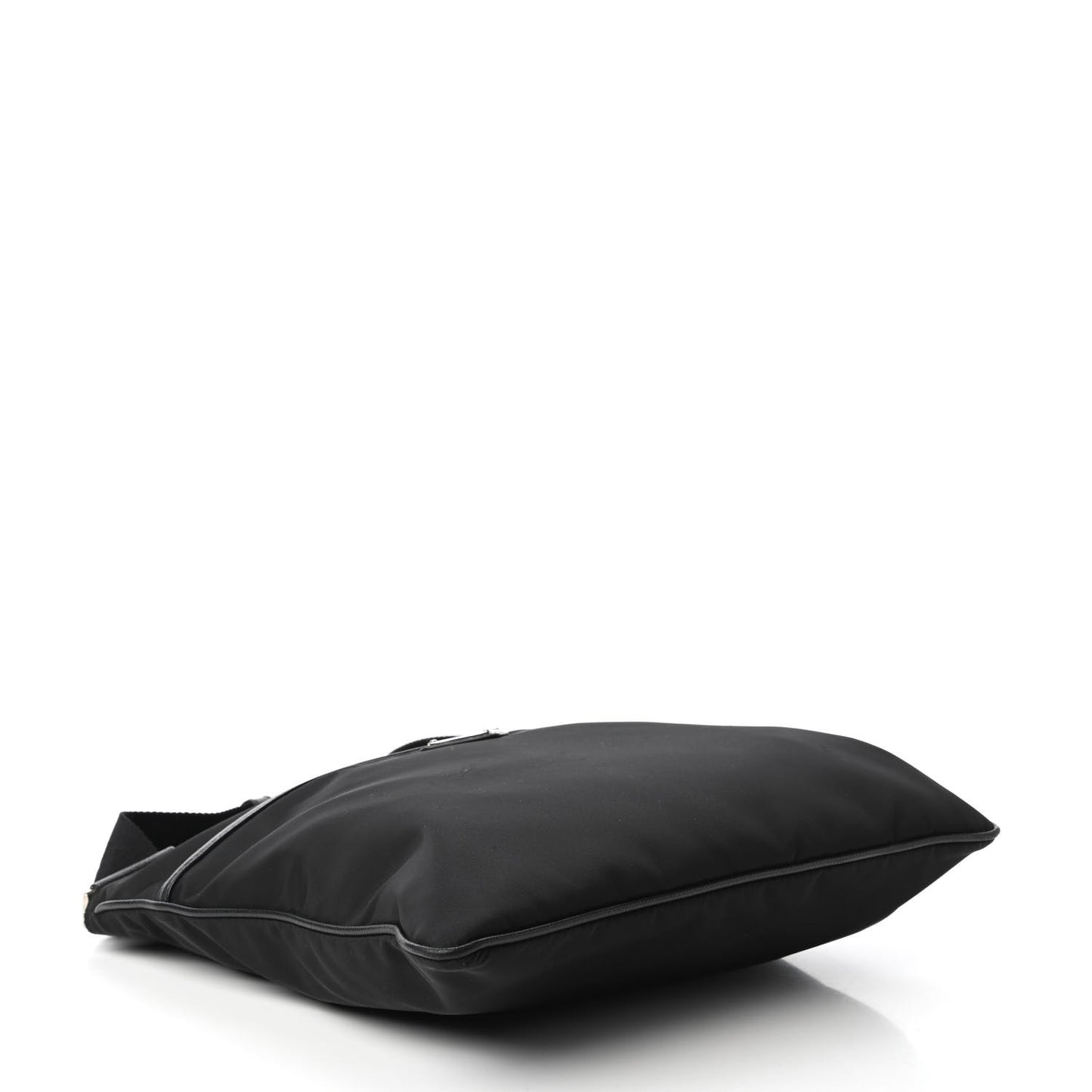 Tessuto Nylon Saffiano Flat Messenger Bag Black