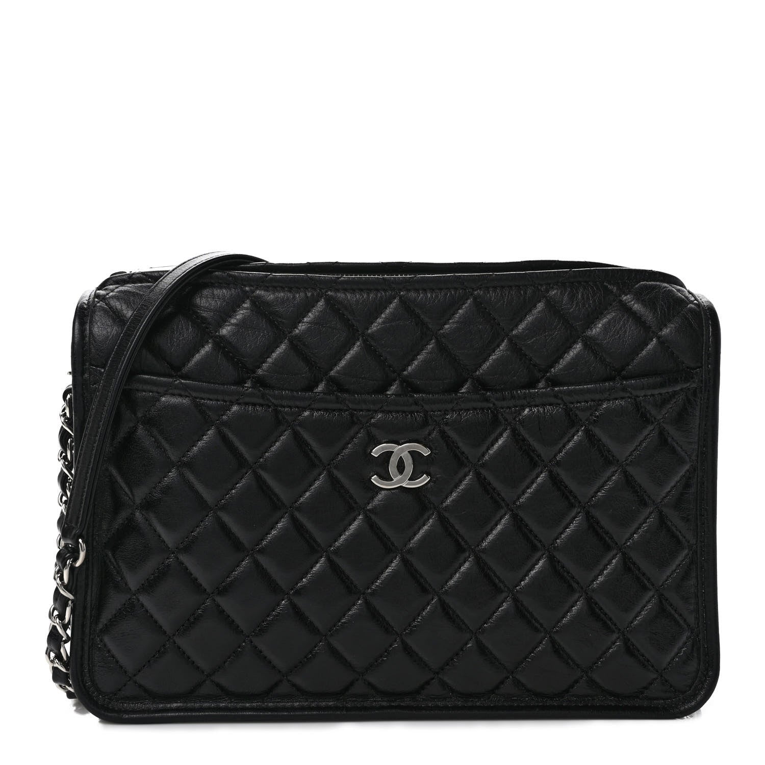 Chanel Aged Calfskin Quilted Large Working Vibe Camera Case Black 1 of 10