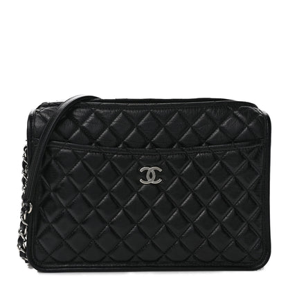 Chanel Aged Calfskin Quilted Large Working Vibe Camera Case Black 1 of 10