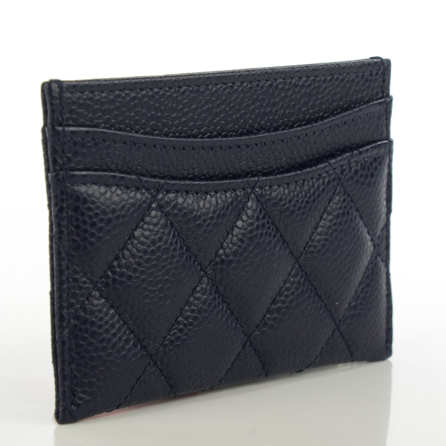 Caviar Quilted Card Holder Navy Blue