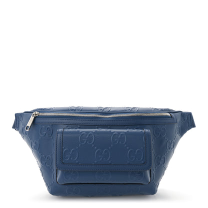 Gucci Calfskin GG Tennis Embossed Pocket Belt Bag 90 Intense Metal Blue 1 of 10